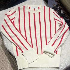 Equipment Femme Ivory Sweater with Red Accents